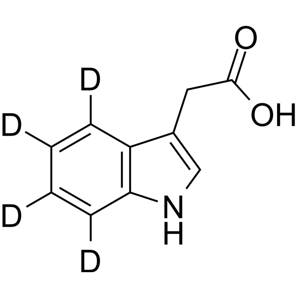 Структурная формула 3-Индолуксусная кислота-d4 (индол-3-уксусная кислота-d4; 3-IAA-d4, CAS 76937-77-4, формула C10H9NO2