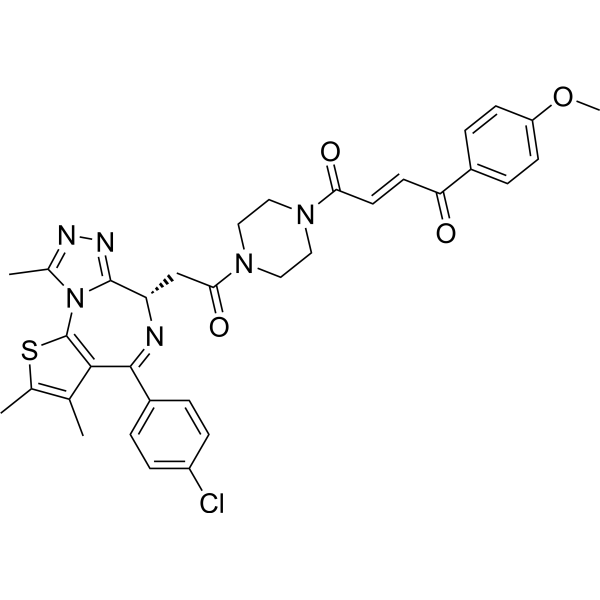 Структурная формула Деградатор BRD4-2 (соединение JP-2-197, CAS 3036530-43-2, формула C34H33ClN6O4S