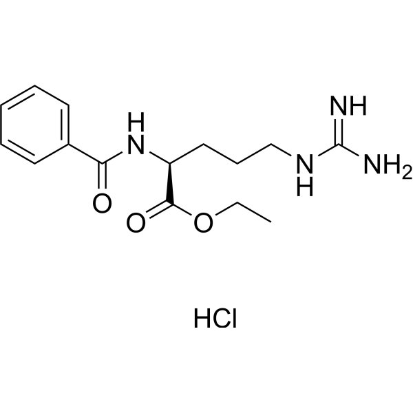 Структурная формула Гидрохлорид этилового эфира N-Бензоил-L-Аргинина, CAS 2645-08-1, формула C15H23ClN4O3