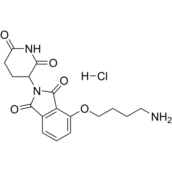 Структурная формула Талидомид-4-O-C4-NH2 гидрохлорид, CAS 2376990-29-1, формула C17H20ClN3O5
