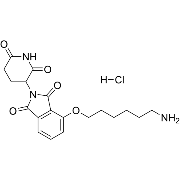 Структурная формула Талидомид-4-O-C6-NH2 гидрохлорид, CAS 2245697-88-3, формула C19H24ClN3O5