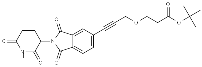 Структурная формула трет-бутил 3-({3-[2-(2,6-Dioxopiperidin-3-Yl)-1,3-Dioxoisoindol-5-Yl]prop-2-Yn-1-Yl}oxy)propanoate, CAS 2416132-99-3, формула C23H24N2O7