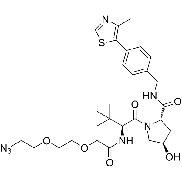 Структурная формула (S,R,S)-AHPC-PEG2-N3, CAS 2010159-45-0, формула C28H39N7O6S