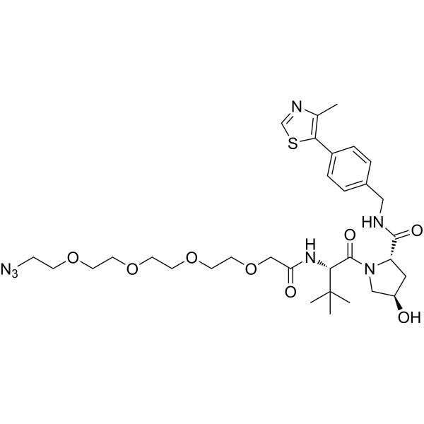 Структурная формула (S,R,S)-AHPC-PEG4-N3, CAS 1797406-81-5, формула C32H47N7O8S