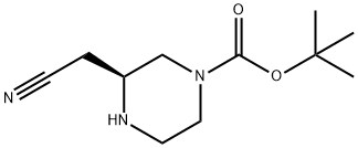 Структурная формула трет-бутил (3S)-3-(cyanomethyl)пиперазин-1-карбоксилат, CAS 1589082-06-3, формула C11H19N3O2