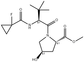 Структурная формула метил (2s,4r)-1-[(2s)-2-[(1-Fluorocyclopropyl)formamido]-3,3-Dimethylbutanoyl]-4-Hydroxypyrrolidine-2-карбоксилат, CAS 2460022-74-4, формула C16H25FN2O5