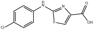 Структурная формула 2-(4-хлор-phenylamino)-тиазол-4-карбоновая кислота, CAS 165682-82-6, формула C10H7ClN2O2S