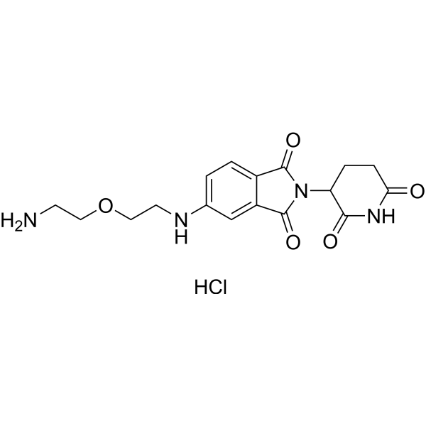 Структурная формула Талидомид-5-NH-PEG1-NH2 гидрохлорид, CAS 2863634-98-2, формула C17H21ClN4O5
