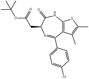 Структурная формула 1h-Thieno[2,3-E]-1,4-Diazepine-3-уксусная кислота, 5-(4-Chlorophenyl)-2,3-дигидро-6,7-diMethyl-2-оксо-, 1,1-diMethylethyl эфир, (3s)-, CAS 1268524-67-9, формула C21H23ClN2O3S