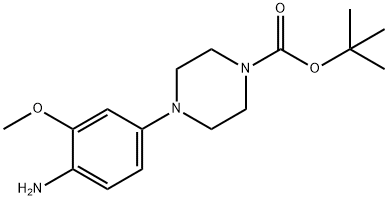 Структурная формула трет-бутил 4-(4-амино-3-Methoxyphenyl)пиперазин-1-карбоксилат, CAS 1246532-96-6, формула C16H25N3O3