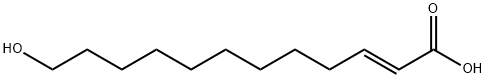 Структурная формула 2-Dodecenoic кислота, 12-гидрокси-, (E)-, CAS 13038-05-6, формула C12H22O3