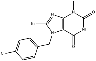 Структурная формула 8-бром-7-(4-Chlorobenzyl)-3-метил-3,7-дигидро-1h-Purine-2,6-Dione, CAS 305862-71-9, формула C13H10BrClN4O2