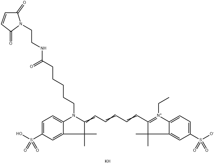 Структурная формула сульфо-Cy5 maleimide, CAS 1362646-96-5, формула C39H47KN4O9S2
