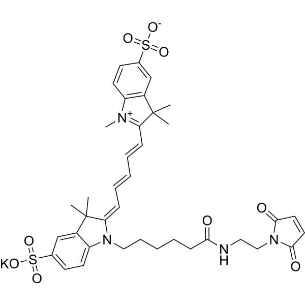 Структурная формула Sulfo-Cy5-Mal калий, CAS 2242791-82-6, формула C38H45KN4O9S2