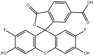 Структурная формула 6-OG488 acid, CAS 195136-53-9, формула C21H10F2O7