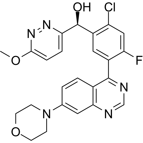 Структурная формула Недисертиб (M3814, MSC2490484A, CAS 1637542-33-6, формула C24H21ClFN5O3