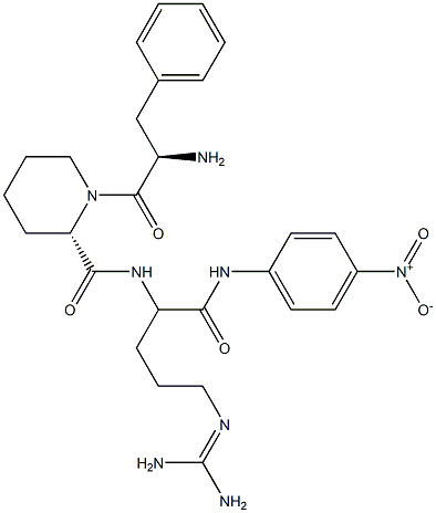 Структурная формула HD-Phe-Pip-Arg-pNA (S-2238), хромогенный субстрат, построен по образцу N-концевой части а-альфа-цепи фибриногена, который, CAS 64815-81-2, формула C27H36N8O5