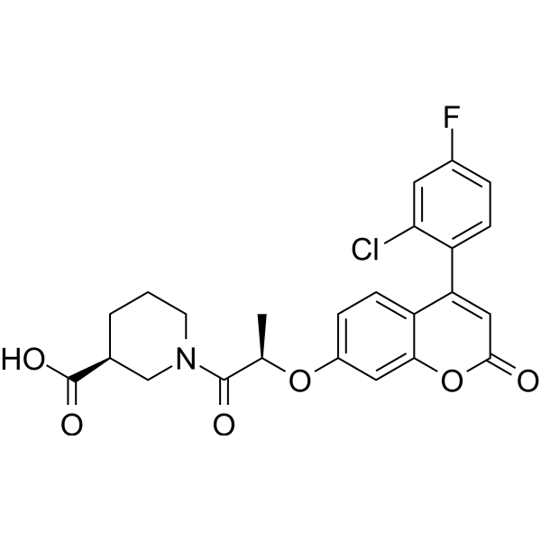 Структурная формула LDC203974(IMT1B), CAS 2304621-06-3, формула C24H21ClFNO6