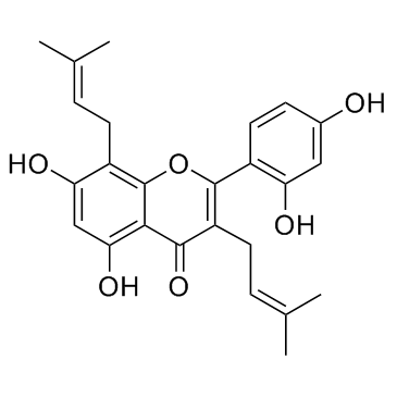 Структурная формула Мульберрин, CAS 62949-79-5, формула C25H26O6