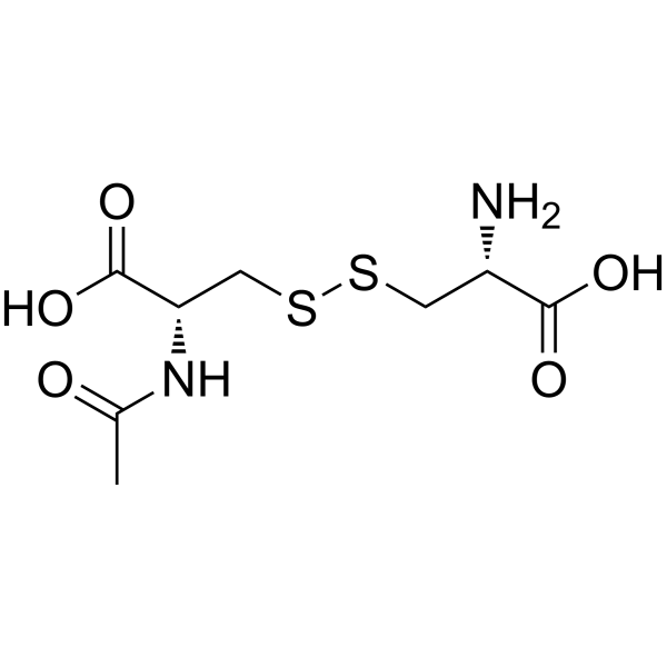 Структурная формула N-Моноацетилцистин, CAS 25779-79-7, формула C8H14N2O5S2