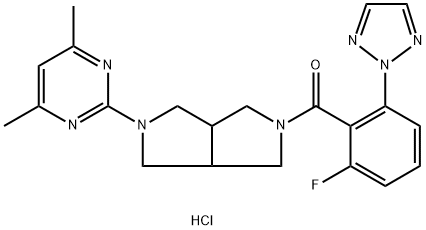 Структурная формула Селторексанта гидрохлорид (гидрохлорид JNJ-42847922, CAS 1293284-49-7, формула C21H23ClFN7O
