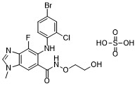 Структурная формула Селуметиниб (AZD6244, CAS 943332-08-9, формула C17H17BrClFN4O7S