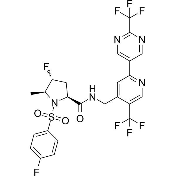 Структурная формула GDC-0334, CAS 1984824-54-5, формула C24H19F8N5O3S
