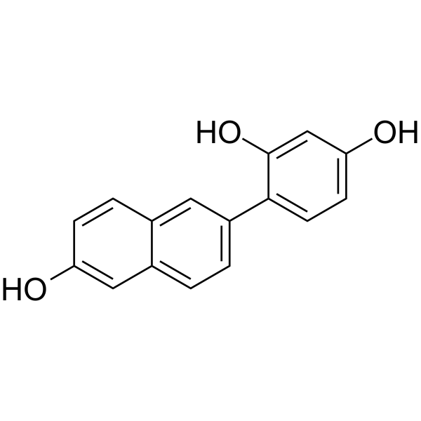 Структурная формула HS-1793, структурный аналог ресвератрола (HY-16561, CAS 927885-00-5, формула C16H12O3