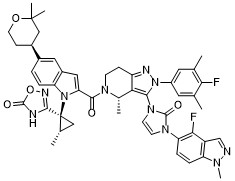 Структурная формула LY-3502970 (орфорглипрон, CAS 2212020-52-3, формула C48H50F2N10O5