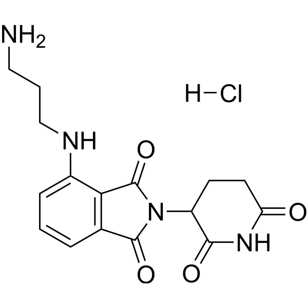 Структурная формула Помалидомид-C3-NH2 гидрохлорид, CAS 2154342-45-5, формула C16H19ClN4O4