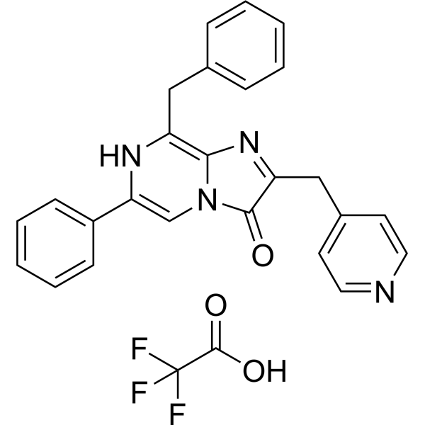 Структурная формула PyCTZ (Pyridyl CTZ) TFA, пиридил-модифицированное производное целентеразина (CTZ), служит атф-независимым субстратом для люциферазы LumiLuc, формула C27H21F3N4O3
