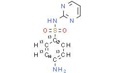 Структурная формула Sulfadiazine-13C6, CAS 1189426-16-1, формула 13C4C6H10N4O2S