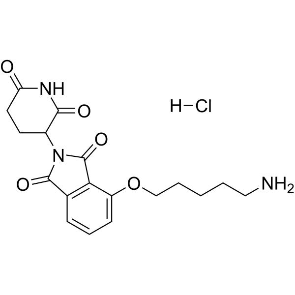 Структурная формула Талидомид-O-C5-NH2 гидрохлорид, CAS 2419145-66-5, формула C18H22ClN3O5